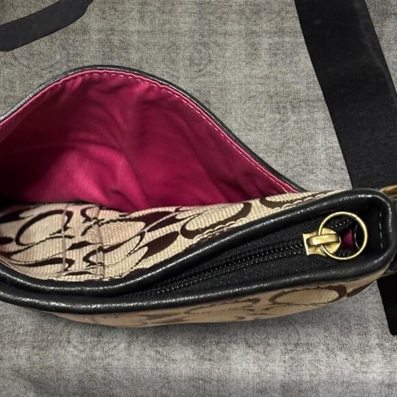 Coach Brown Signature Canvas Crossbody Bag Adjustable Strap - Picture 6 of 8